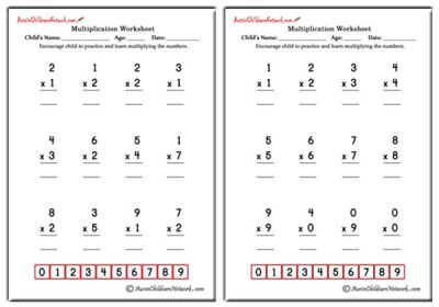Single Digit Simple Multiplication Worksheets