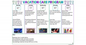 Vacation Care Program Template
