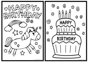 Birthday Colouring Pages