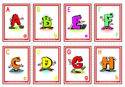 Alphabet Flashcards - Uppercase Cartoon Letter