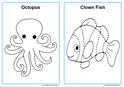 Ocean Animals Tracing Pictures