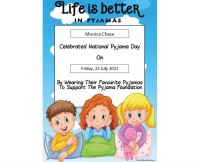 National Pyjama Day Certificate