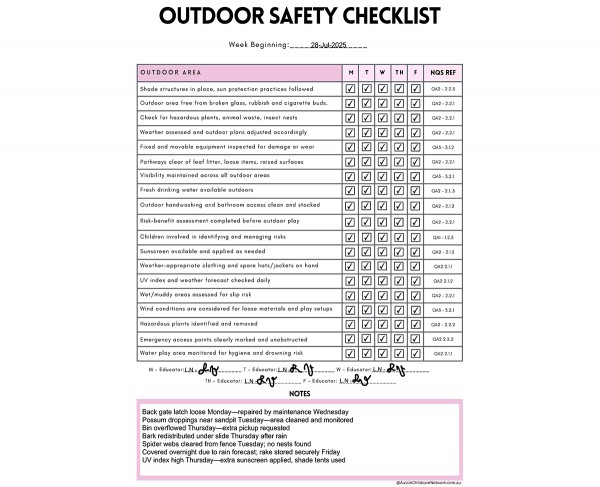 Outdoor Safety Checklist