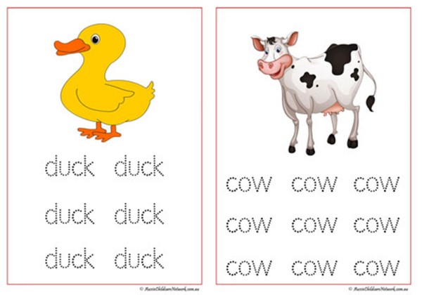 Farm Animals Tracing Words