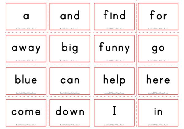 Dolch Flashcards - Pre Primer Sight Words