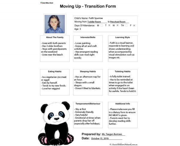 Moving Up - Transition Form