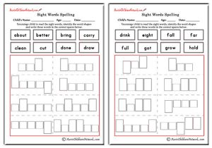 Third Grade Sight Words Shapes and Spellings
