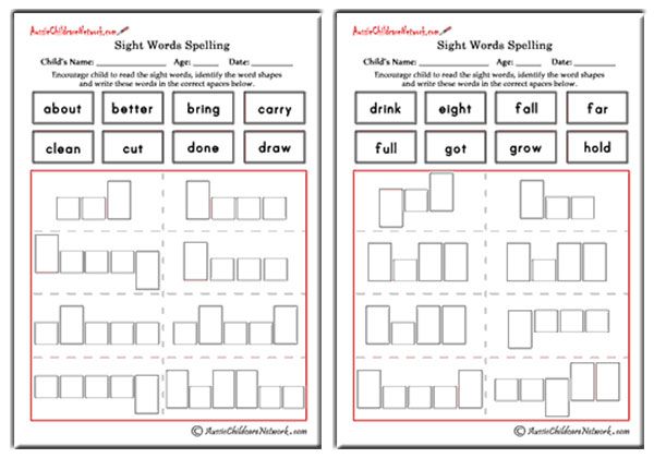 Third Grade Sight Words Shapes and Spellings - Aussie Childcare Network