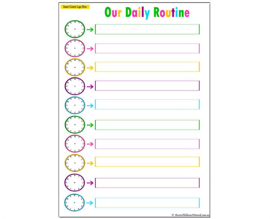 daily schedule with clock for kids