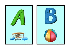 Alphabet With Pictures Posters Blue