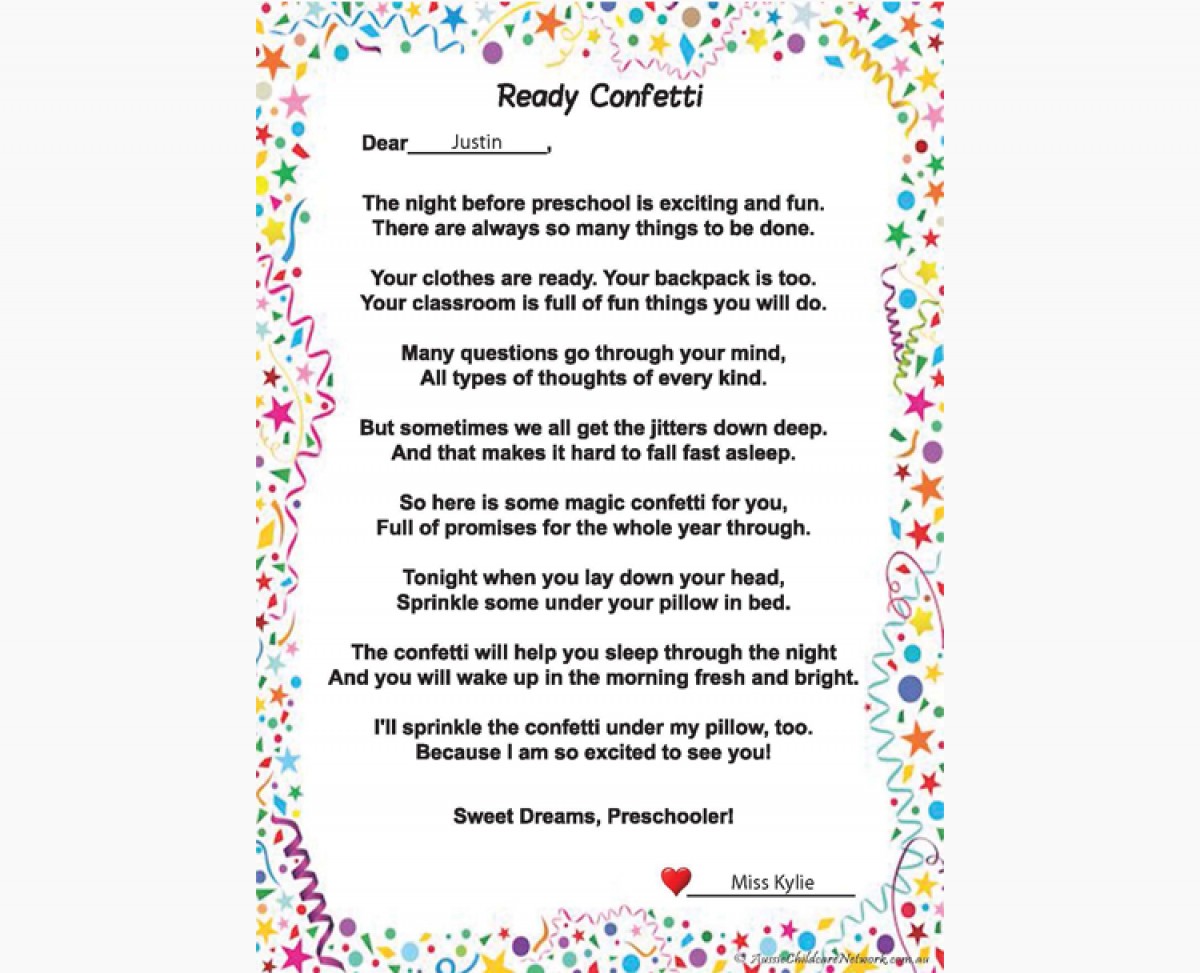 Ready Confetti Poem Free Printable