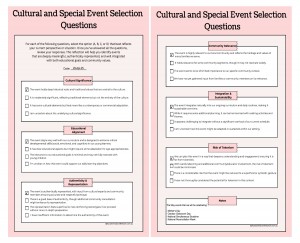 Cultural and Events Selection Questions