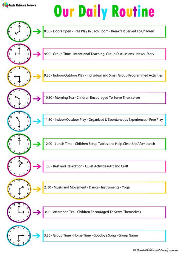 Daily Room Routine Template Aussie Childcare Network