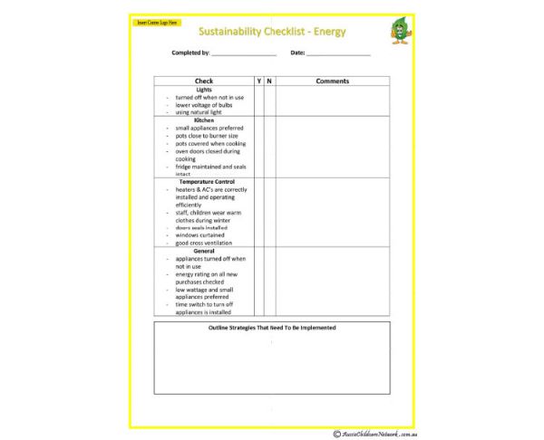 Sustainability Checklist - Energy
