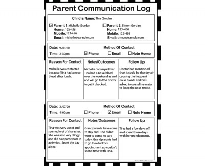 Parent Communication Log