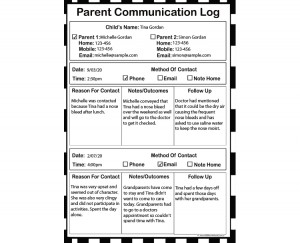 Parent Communication Log