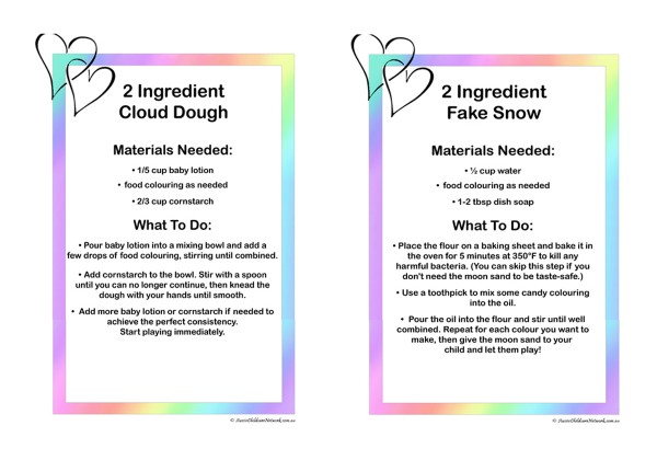 2 Ingredient Sensory Recipe Posters