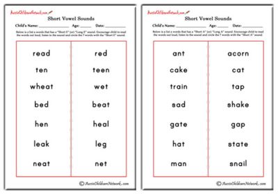 Circle Words with Short Vowel Sounds