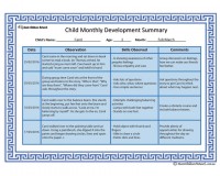Child Monthly Development Summary