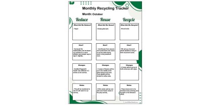 Monthly Recycling Tracker - Keep Track Of Recycling Efforts