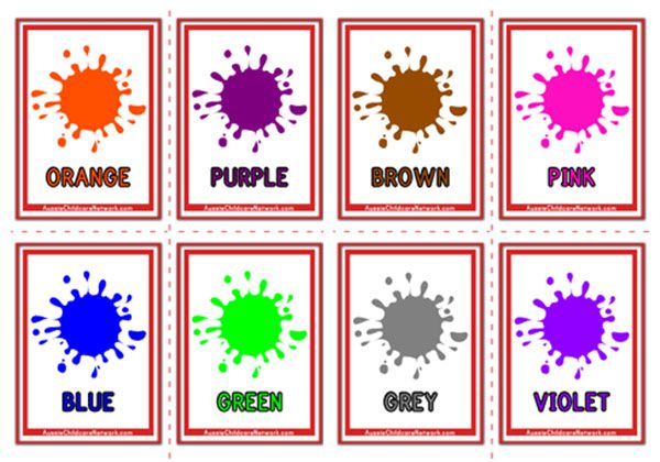 colours flashcards paint drops aussie childcare network