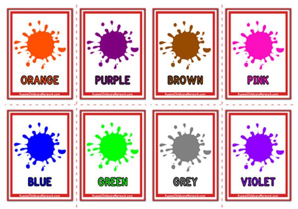 Colours Flashcards Paint Drops Aussie Childcare Network