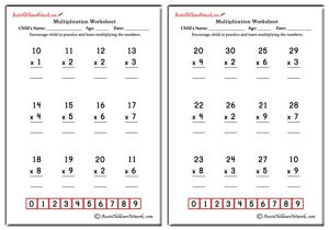 Double Digit Multiplication Worksheets