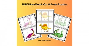 Free Dino-Match Cut &amp; Paste Puzzles