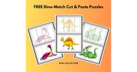 Free Dino-Match Cut &amp; Paste Puzzles