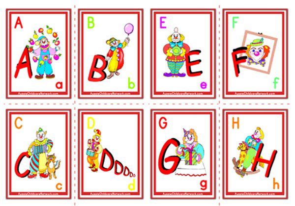 Alphabet Flashcards - Clowns Letters