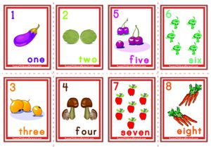 Counting Numbers Flashcards - Fruits and Vegetables