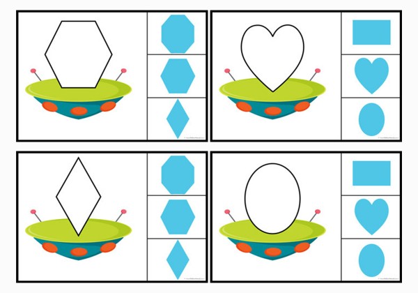 Spaceship Shape Cards