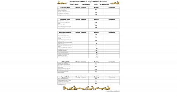 School Readiness Checklist Template - Aussie Childcare Network