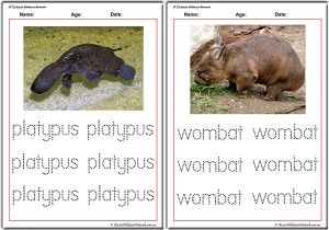 Tracing Words - Australian Animals