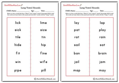 Circle Words with Long Vowel Sounds - Aussie Childcare Network