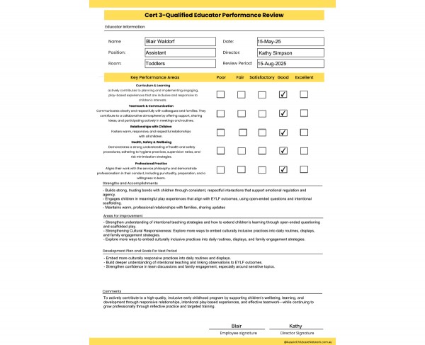 Cert 3 Qualified Performance Review