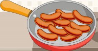 10 Fat Sausages Sizzling In A Pan