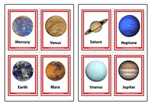 printable solar system flash cards