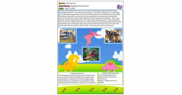 Dinosaur Learning Story Template Aussie Childcare Network