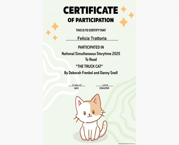 National Simultaneous Storytime 2025 Participation Certificate