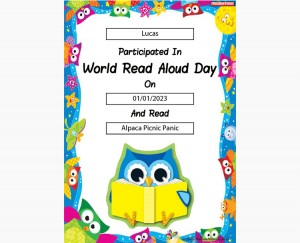 World Read Aloud Day Certificate