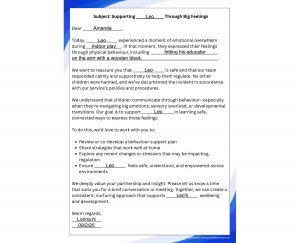Family Letter Child Behaviour