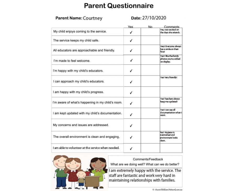 Parent Questionnaire Aussie Childcare Network