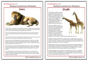Comprehension Sheets on Animals
