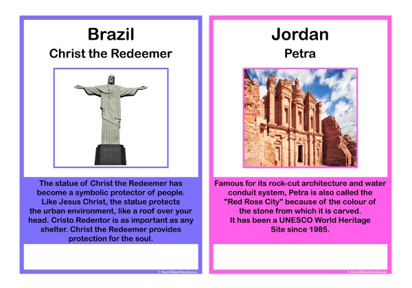 Seven Wonders Of The World Information Posters