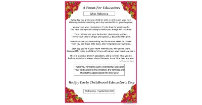 A Poem For Educators -  For Early Childhood Educator&#039;s Day