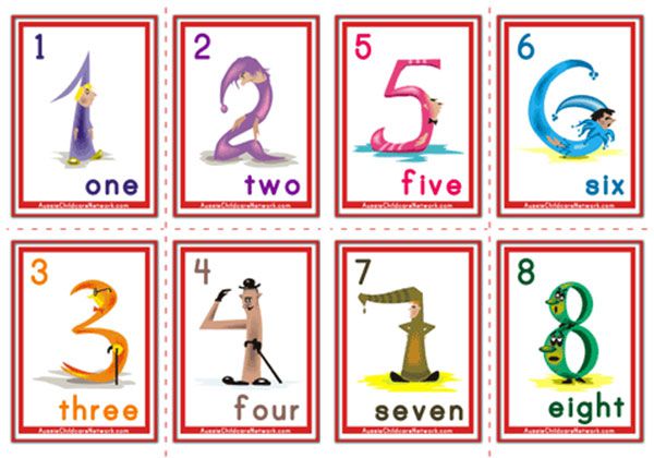 Number Flashcards - Cartoon Numbers