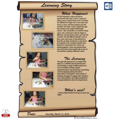 Learning Story Template For Educators