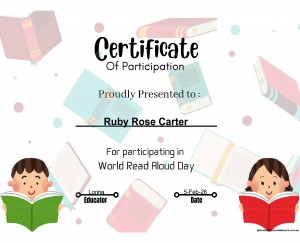 World Read Aloud Day Participation Certificate
