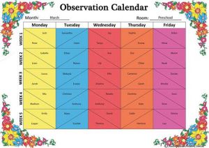 Monthly Observation Calendar